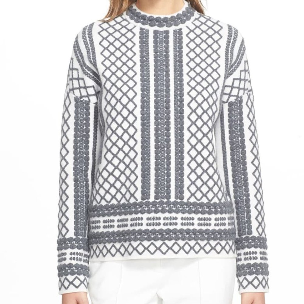 TORY BURCH Intarsia Wool Intarsia Knit Swe…